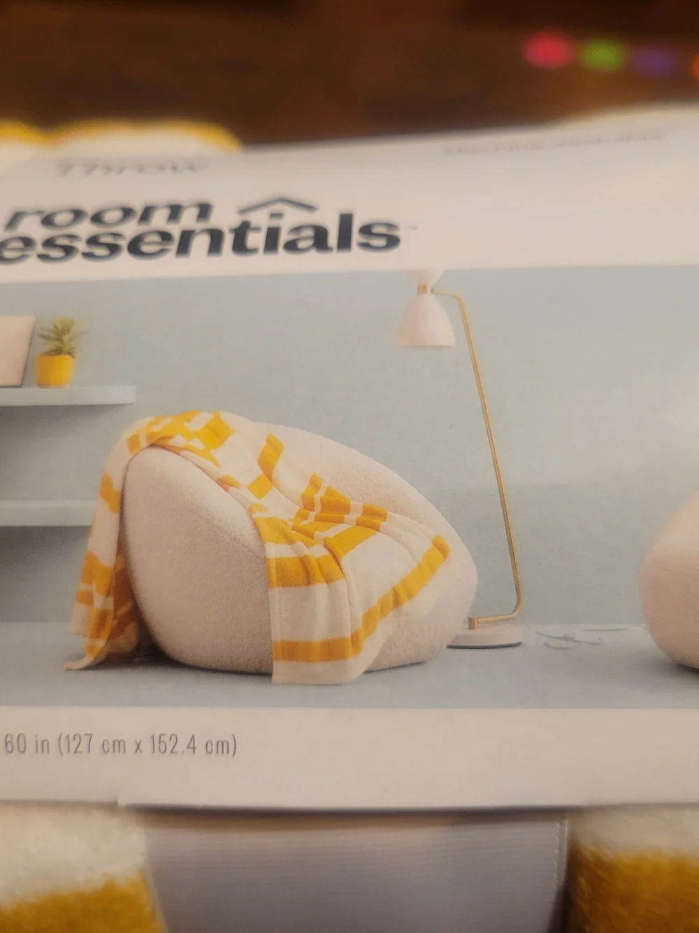 Room Essentials Yellow and White Striped Plush Throw